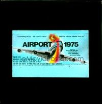 4f199 AIRPORT 1975 Aust glass slide '74 Charlton Heston, Karen Black, aviation accident art!