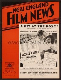 4f040 NEW ENGLAND FILM NEWS exhibitor magazine June 16, 1932 Monte Carlo Madness is a hit!