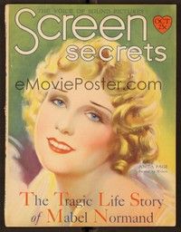 4f072 SCREEN SECRETS magazine October 1929 art portrait of pretty Anita Page by A. Wilson!