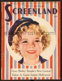 4f058 SCREENLAND magazine April 1936 art of Shirley Temple in sailor cap by Marland Stone!