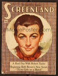 4f066 SCREENLAND magazine December 1936 great artwork of Robert Taylor by Marland Stone!