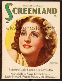 4f059 SCREENLAND magazine May 1936 art of beautiful Norma Shearer by Marland Stone!