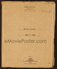 4f128 KENTUCKY final shooting script Nov 1, 1938, screenplay by Lamar Trotti & John Taintor Foote