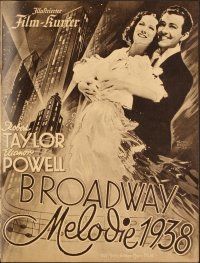 4f153 BROADWAY MELODY OF 1938 German program '38 Robert Taylor, Eleanor Powell, cool & different!