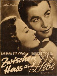 4f164 HIS BROTHER'S WIFE German program '37 different images of Barbara Stanwyck & Robert Taylor!