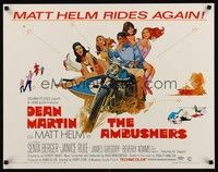 4g384 AMBUSHERS 1/2sh '67 art of Dean Martin as Matt Helm with sexy Slaygirls on motorcycle!