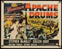 4g387 APACHE DRUMS style B 1/2sh '51 Val Lewton's last, art of Stephen McNally & Coleen Gray!