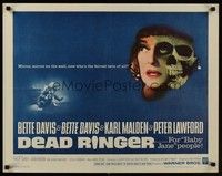 4g439 DEAD RINGER 1/2sh '64 creepy close up of skull & Bette Davis, who kills her own twin!