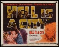 4g485 HELL IS A CITY 1/2sh '60 Stanley Baker, temptation is a woman, murder is a man!