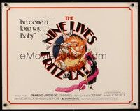 4g555 NINE LIVES OF FRITZ THE CAT 1/2sh '74 AIP, Robert Crumb, great art of smoking cartoon feline!