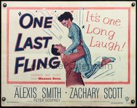 4g565 ONE LAST FLING 1/2sh '49 laughing Zachary Scott hoists beautiful Alexis Smith in the air!