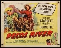 4g575 PECOS RIVER 1/2sh '51 artwork of Charles Starrett & Smiley on stagecoach by Glen Cravath!