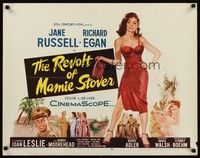 4g586 REVOLT OF MAMIE STOVER 1/2sh '56 artwork of super sexy Jane Russell in red dress!