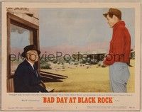4k059 BAD DAY AT BLACK ROCK LC #6 '55 Robert Ryan tells stranger Spencer Tracy he makes him mad!