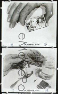 4p431 NARCOTIC STORY 4 8x10s '58 great c/u images of amphetamines, heroin & marijuana cigarette!