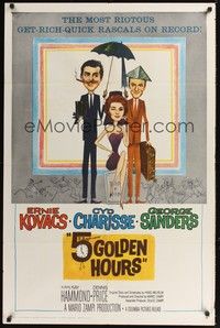 4r011 5 GOLDEN HOURS 1sh '61 wacky art of Ernie Kovacs, Cyd Charisse & George Sanders!