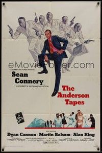 4r041 ANDERSON TAPES 1sh '71 art of Sean Connery & gang of masked robbers, Sidney Lumet
