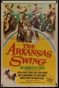 4r050 ARKANSAS SWING 1sh '48 Hoosier Hot Shots musical, cool image of band on motorcycles!