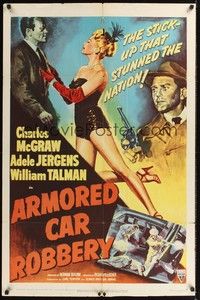 4r051 ARMORED CAR ROBBERY 1sh '50 Charles McGraw & very sexy showgirl Adele Jergens!