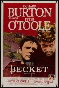 4r084 BECKET 1sh '64 great image of Richard Burton in the title role, Peter O'Toole!
