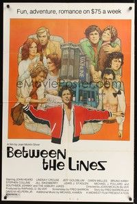 4r092 BETWEEN THE LINES 1sh '77 Richard Amsel artwork, John Heard, fun, adventure & romance!