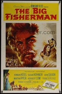 4r102 BIG FISHERMAN 1sh '59 cool artwork of Howard Keel, Susan Kohner & John Saxon!