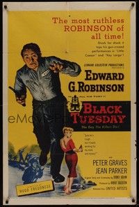 4r118 BLACK TUESDAY 1sh '55 Peter Graves, sexy Jean Parker & ruthless Edward G. Robinson!