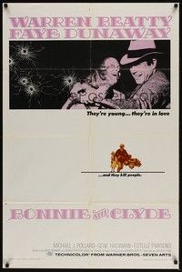 4r136 BONNIE & CLYDE 1sh '67 notorious crime duo Warren Beatty & Faye Dunaway!