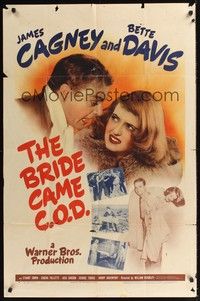 4r148 BRIDE CAME C.O.D. 1sh '41 close up of arguing James Cagney & Bette Davis!