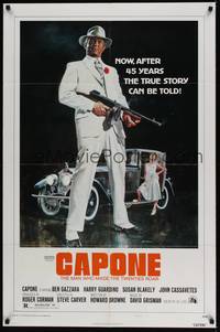 4r167 CAPONE style B 1sh '75 art of gangster legend Ben Gazzara w/tommy gun by John Solie!