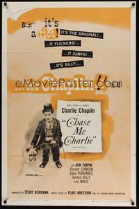 4r179 CHASE ME CHARLIE 1sh R59 Charlie Chaplin, it's a riot!