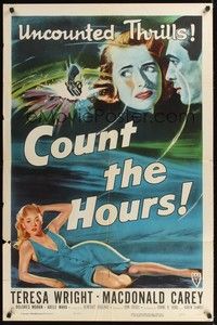 4r211 COUNT THE HOURS style A 1sh '53 Don Siegel, art of sexy bad girl Adele Mara in low-cut dress!