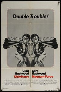 4r245 DIRTY HARRY/MAGNUM FORCE 1sh '75 Clint Eastwood, double trouble!