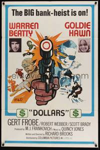 4r003 $ style D 1sh '71 bank robbers Warren Beatty & Goldie Hawn, cool action art!