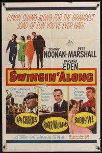 4r257 DOUBLE TROUBLE 1sh R62 Tommy Noonan, Pete Marshall, sexy Barbara Eden, Swingin' Along!