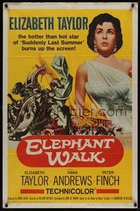 4r274 ELEPHANT WALK 1sh R60 huge image of sexy Elizabeth Taylor in India!