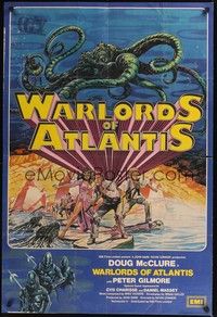 4r968 WARLORDS OF ATLANTIS English 1sh '78 really cool fantasy artwork with monsters by Joseph Smith