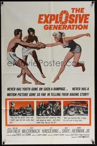 4r285 EXPLOSIVE GENERATION 1sh '61 William Shatner, never has youth gone on such a rampage!