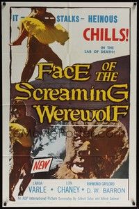 4r286 FACE OF THE SCREAMING WEREWOLF 1sh '64 Lon Chaney Jr., heinous chills!