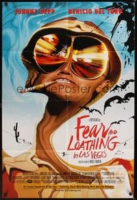 4r298 FEAR & LOATHING IN LAS VEGAS 1sh '98 psychedelic art of Johnny Depp as Hunter S. Thompson!