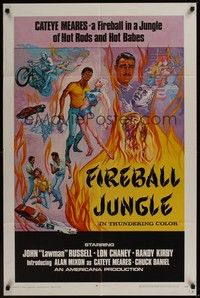 4r306 FIREBALL JUNGLE 1sh '69 hot rods and hot babes, Ralph L. Brown action artwork!
