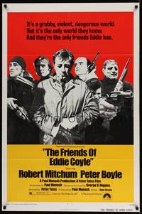 4r330 FRIENDS OF EDDIE COYLE 1sh '73 Robert Mitchum lives in a grubby, violent, dangerous world!