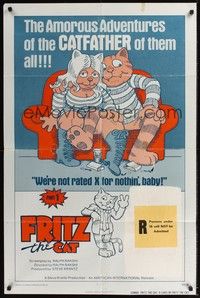 4r331 FRITZ THE CAT/NINE LIVES OF FRITZ THE CAT 1sh '75 the amorous adventures of the CATFATHER!