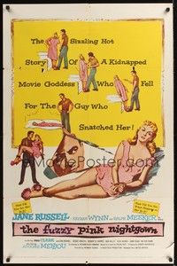4r335 FUZZY PINK NIGHTGOWN 1sh '57 super-sexy Jane Russell falls for her kidnapper!