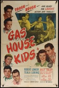 4r338 GAS HOUSE KIDS 1sh '46 Robert Lowery, Teala Loring, Billy Halop, Alfalfa!