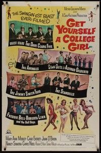 4r346 GET YOURSELF A COLLEGE GIRL 1sh '64 hip-est happiest rock & roll show, Dave Clark 5 & more!
