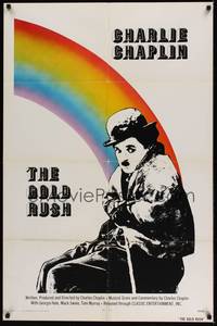 4r366 GOLD RUSH 1sh R73 Charlie Chaplin classic, great rainbow image!