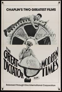 4r376 GREAT DICTATOR/MODERN TIMES 1sh '80s Charlie Chaplin double-bill, cool classic images!
