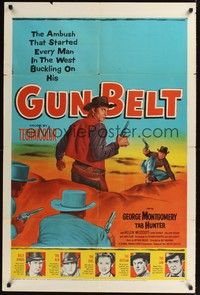 4r387 GUN BELT 1sh '53 George Montgomery, Tab Hunter, every man in the west buckled one on!