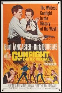 4r388 GUNFIGHT AT THE O.K. CORRAL 1sh R64 Burt Lancaster, Kirk Douglas, directed by John Sturges!
